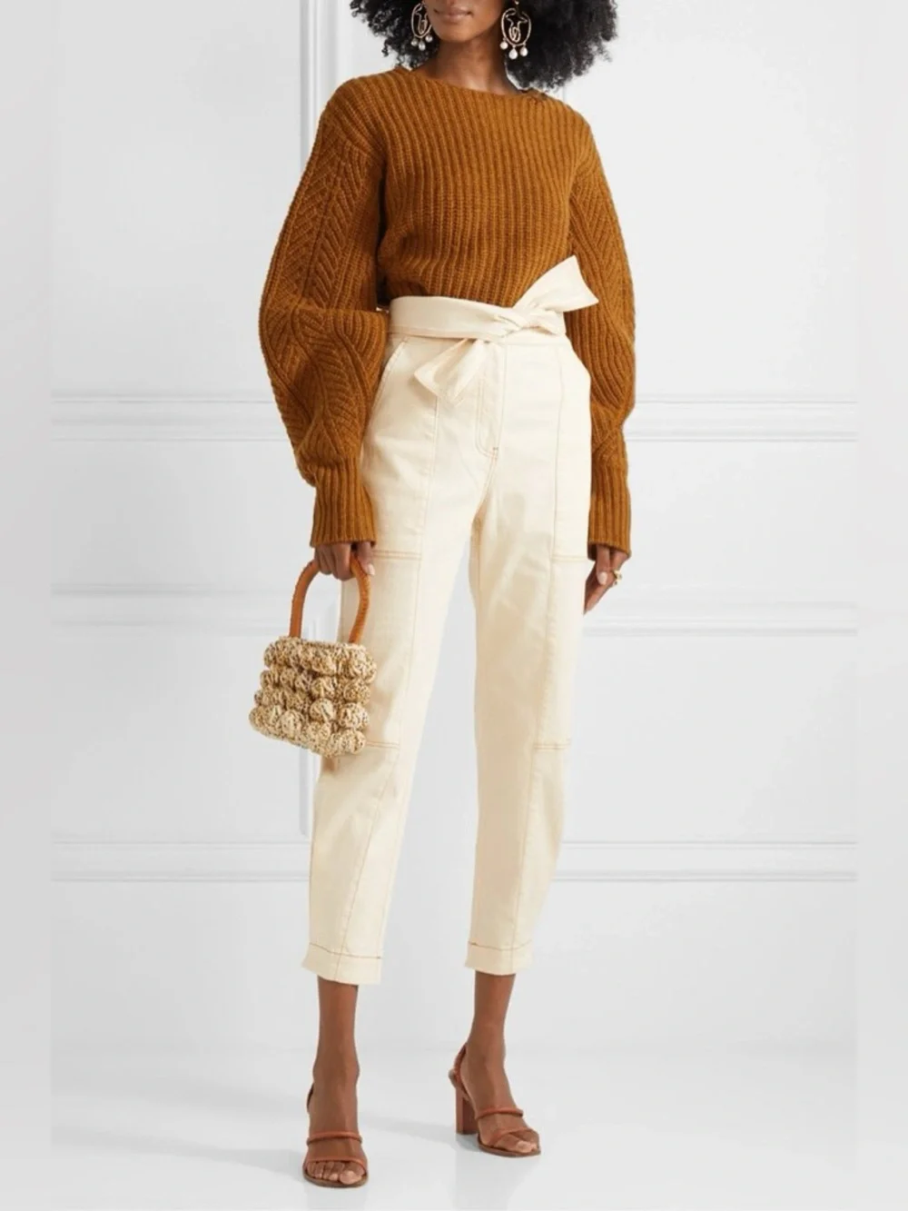Ulla Johnson Size‎ 2 Storm Belted Jeans In Blanc High Rise Tapered Leg